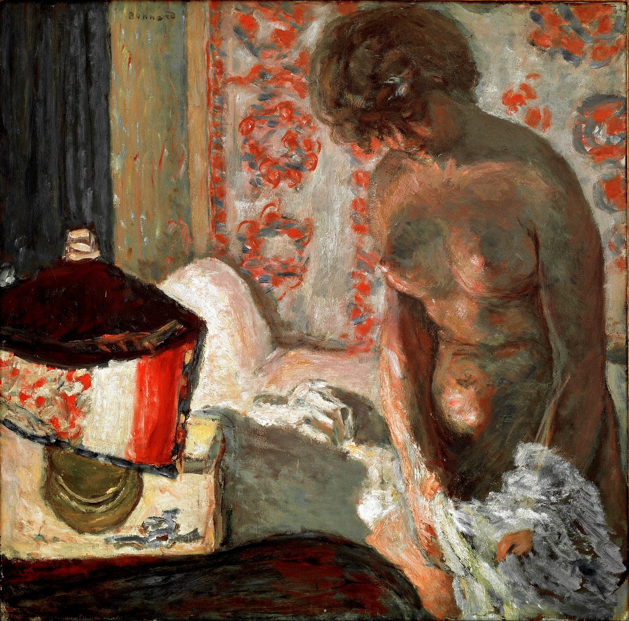 ランプを持つヌード ピエール・ボナール（1867-1947）の絵画 1910-1911年 薄暗い 75,5x75 cm ベルン、ハンス・R・コレクションHahnloserコレクション 作： ピエール・ボナール