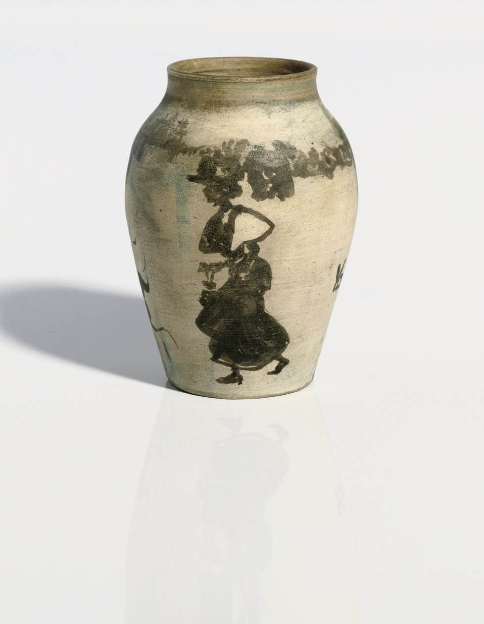 プチ花瓶：scènederue、c.1894-95（素焼きの塗装された磁器の手すり子の花瓶に墨汁） 作： ピエール・ボナール