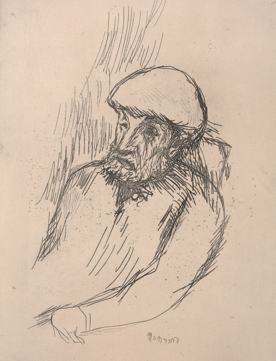 ルノワールの肖像」1916年頃（銅版画 作： ピエール・ボナール