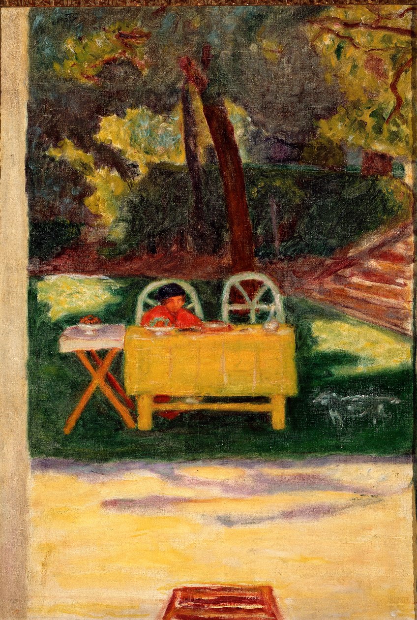 庭園での試飲。ピエール・ボナール（1867-1947）の絵画、1910年頃。キャンバスに油彩、日65x44cm ミラノ、個人蔵 作： ピエール・ボナール