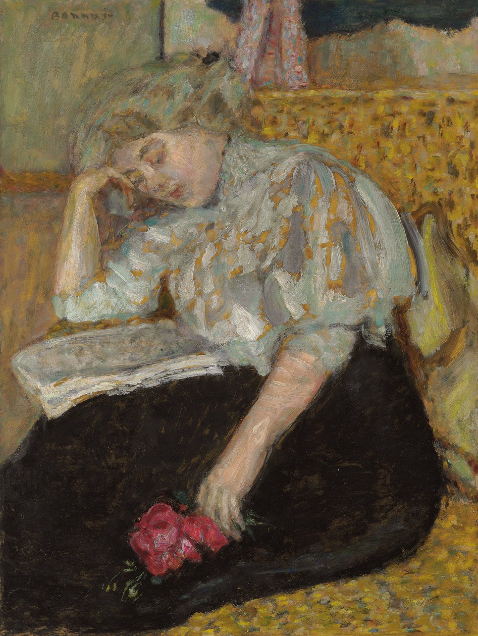 薔薇を持つ女性;ファムアラローズ、1908年 作： ピエール・ボナール