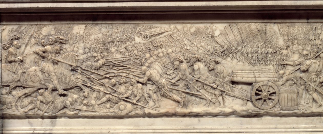 1515年のマリニャンの戦い。フランス王フランソワ1世（1494-1547）の心臓の墓。ピエール・ボンタン（1507年頃～1568年）による低層レリーフ 作： ピエール・ボンタン