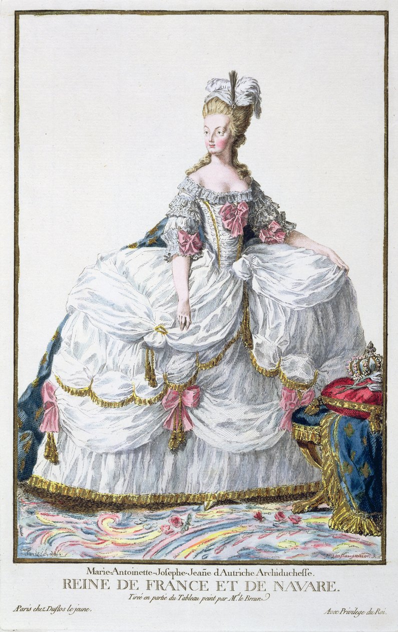 マリーアントワネット（1752-93）の「現存するすべての国のコスチュームによる、ランクとディグナイトを表す版画コレクション」の1780年発行（手塗りの彫刻） 作： ピエール・デュフロス