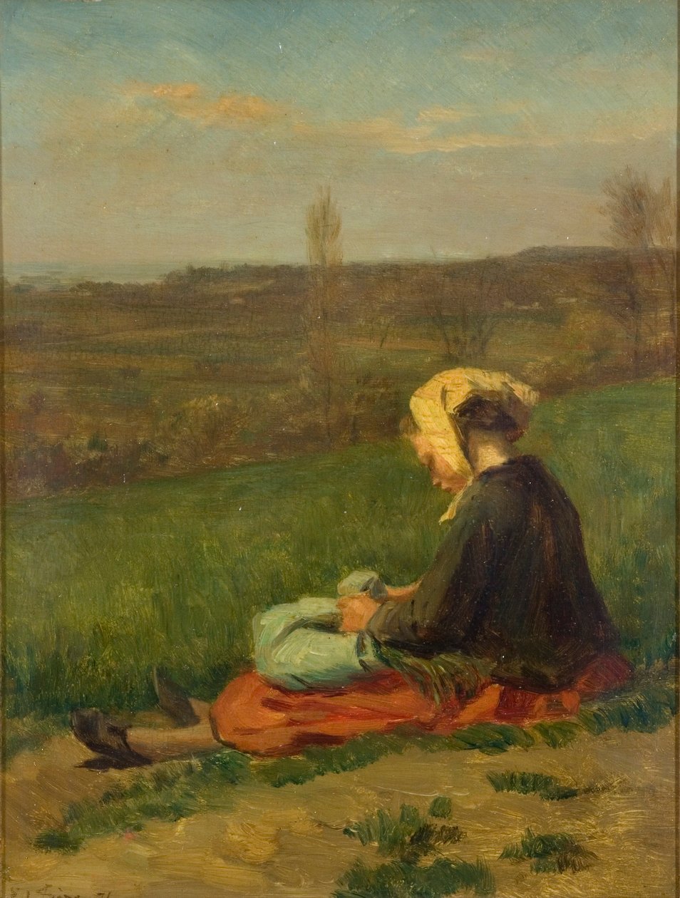 「野原の子供」、1871 作： ピエール・エドゥアール・フレール