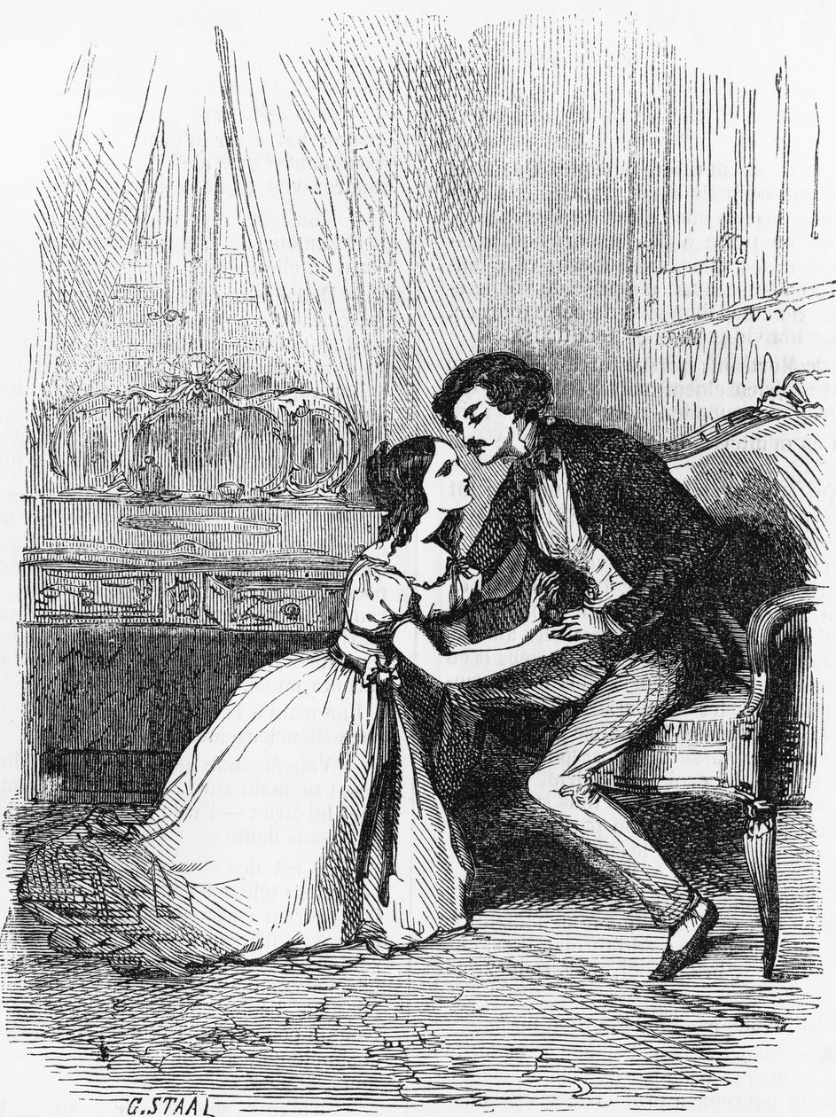黒羊のイラスト、Honore de Balzac (1799-1850) の小説、Pierre Gustave Eugene Staal (1817-1882) の彫刻「Human Comedy」というタイトルの多巻コレクションから 作： ピエール・ギュスターヴ・ウジェーヌ (1817-82) スタール