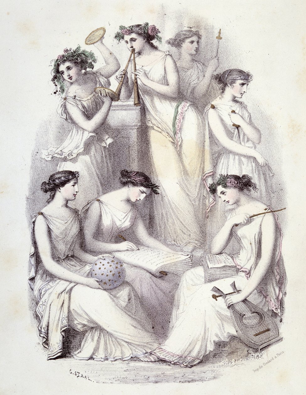 オリンポスの天才たち-「Les Femmes mythologiques」（G.Staal作画、Mery and Cte Foelix作画、Ed.G. de Gouet 作： ピエール・ギュスターヴ・ユージン・スタール