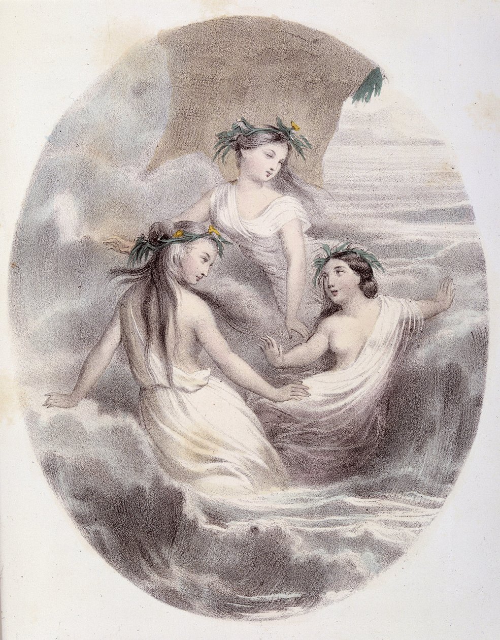Les Ondines - "Les Femmes mythologiques "の中で、G.Staalが描いたMeryとCte Foelixの絵、Ed.G. de Gouet 作： ピエール・ギュスターヴ・ユージン・スタール