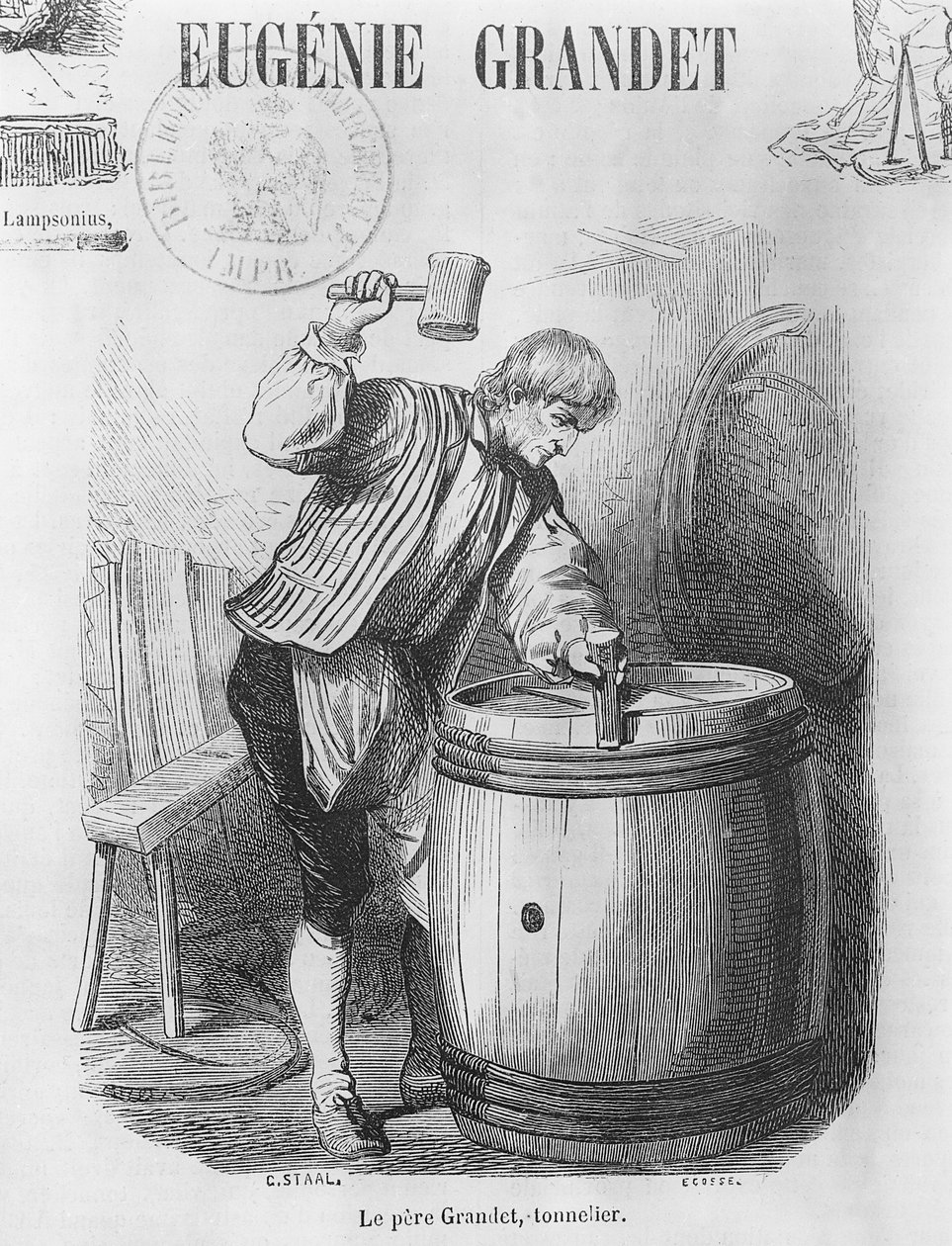 クーパー神父、クーパー、オノレドバルザックの「ユージニーグランデ」のイラスト（1799〜1850年） 作： ピエール・ギュスターヴ・ユージン・スタール