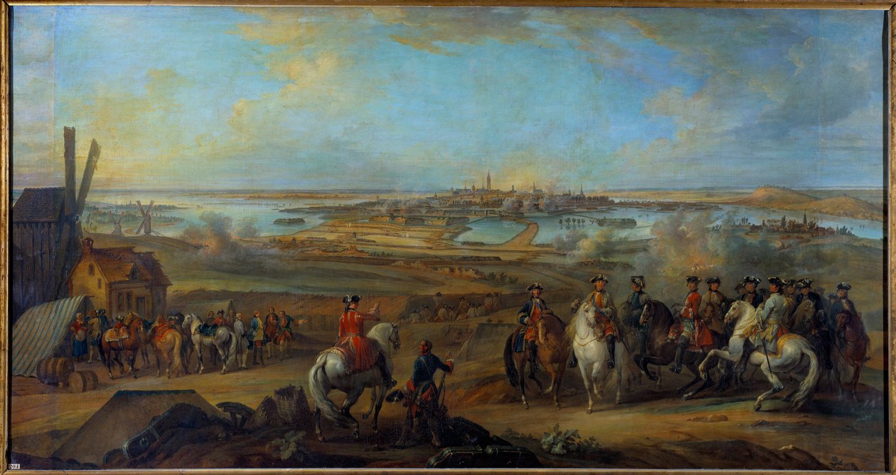 フランドル地方のキャンペーン（1745年〜1747年）。"1746年7月、エノー州モンスの席での国王ルイ15世（1710-1774）" ピエール・ニコラ・レンファン（1704-1787）の絵画 18世紀 日1,77x3,35 m 作： ピエール・レンファント