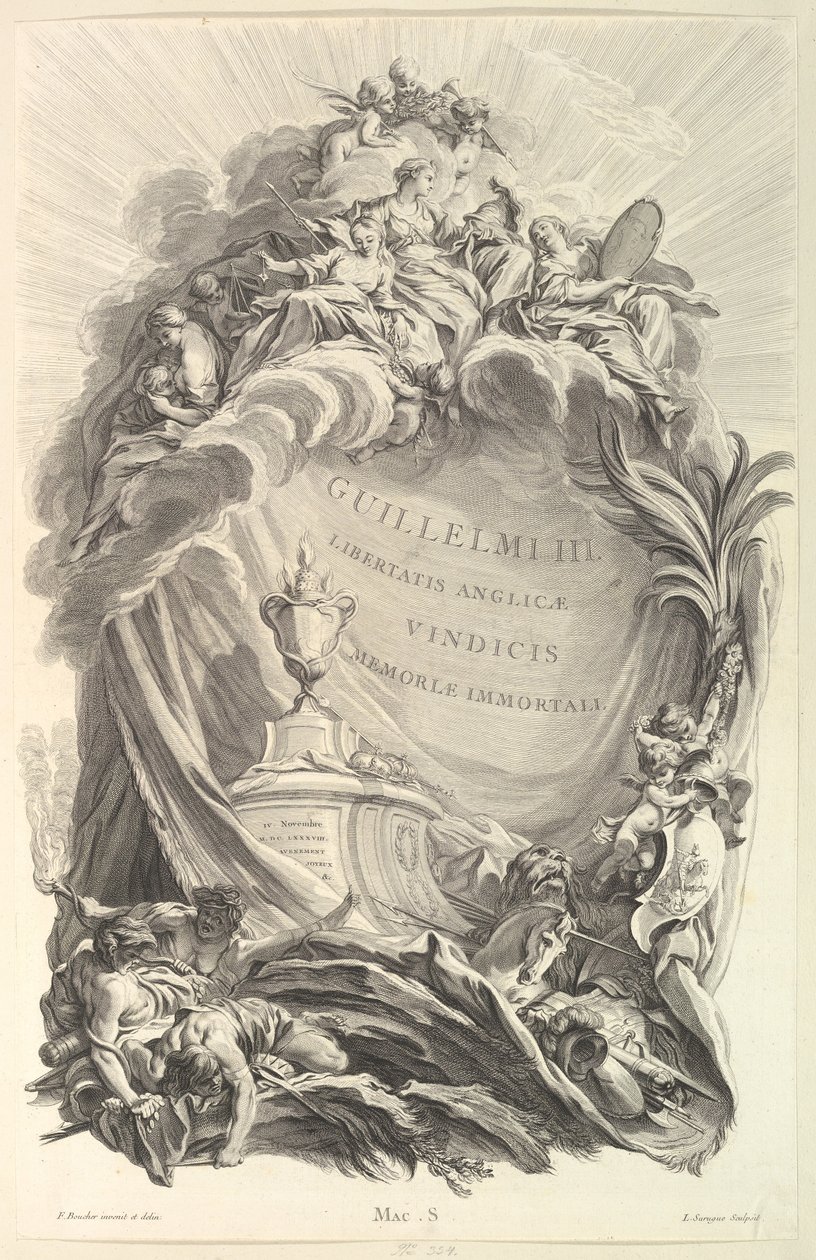 ウィリアム 3 世の墓の口絵 ウィリアム 1 世の墓の口絵..., ca. 1736年。 作： ピエール・ルイ・ド・スルグ