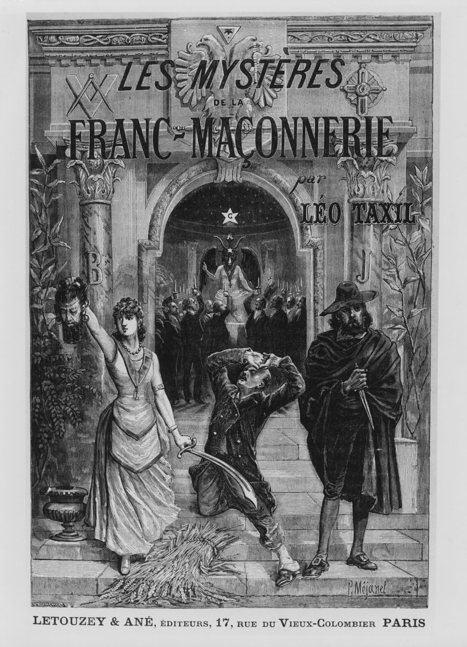 Leo Taxilによる「Les Mysteres de la Franc-Maconnerie」の表紙イラスト 作： ピエール・メジャネル