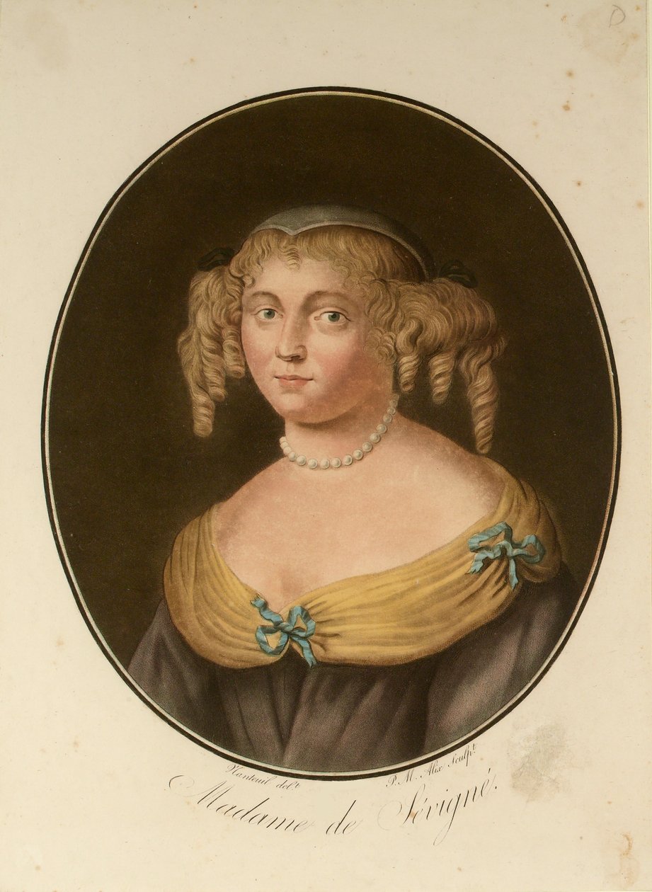 Marie de Rabutin-Chantal, Marquise de Sévigné 1626-1696, 1797年の肖像。 作： ピエール・ミシェル・アリックス