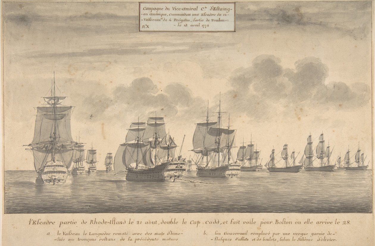 1778年8月、ロードアイランド沖のデスタン艦隊 作： ピエール・オザンヌ