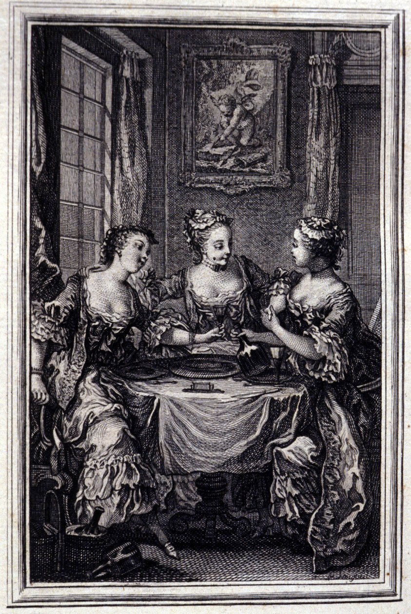 La Gageure des trois commeres - Jean La Fontaineの「Tales et nouvelles en vers」の中で。1776.イラスト：P.P.Choffard 作： ピエールフィリップチョファード