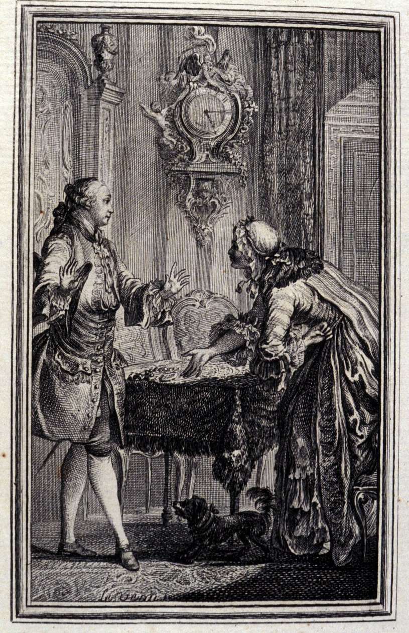 Le Gascon punished - Jean La Fontaineの "Tales et nouvelles en vers "にて。1776.挿絵はP.P.Choffard。 作： ピエールフィリップチョファード