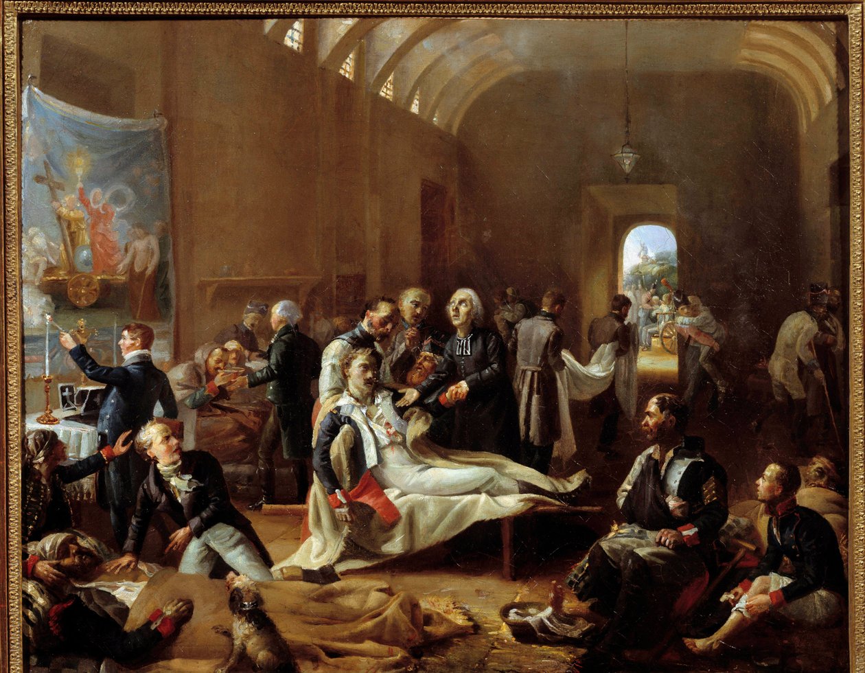 1814年のフランスの田園風景の中の救急車 ピエール・ヴィニュロン（1789-1872）の絵画 1814年 日。0,6x0,73 m パリ、カルナヴァレ美術館 作： ピエール・ロック・ヴィグネロン
