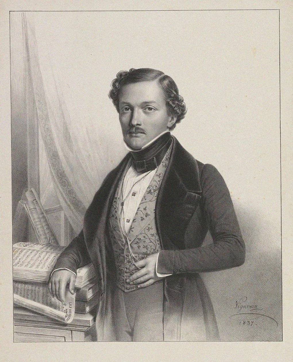 歌手のギルバート・ルイ・デュプレ1806-1896、1837年の肖像 作： ピエール・ロック・ヴィグネロン
