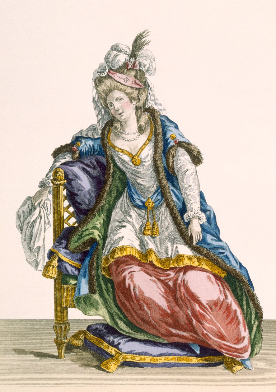 レタス「ハビットアラスルタン」、パタスによって彫刻された、「Galeries des Modes et Costumes Francais」のプレート番号107、c.1778-87 99：衣類。伝統的なドレス;伝統的な衣装;ファッション;私 作： ピエール・トーマス・ル・クラーク