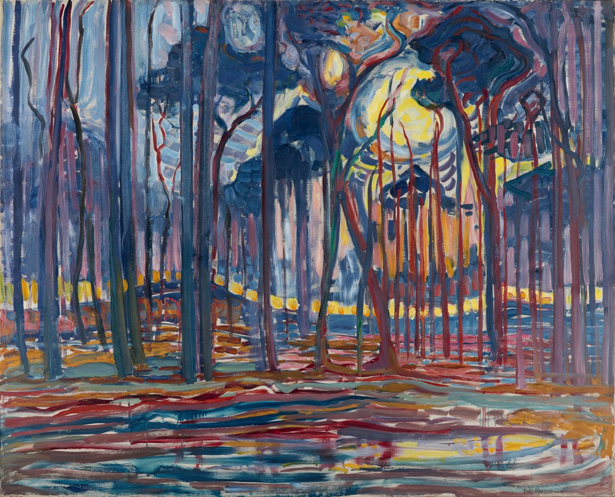 オエレ近郊の森、1908年 作： ピエト・モンドリアン