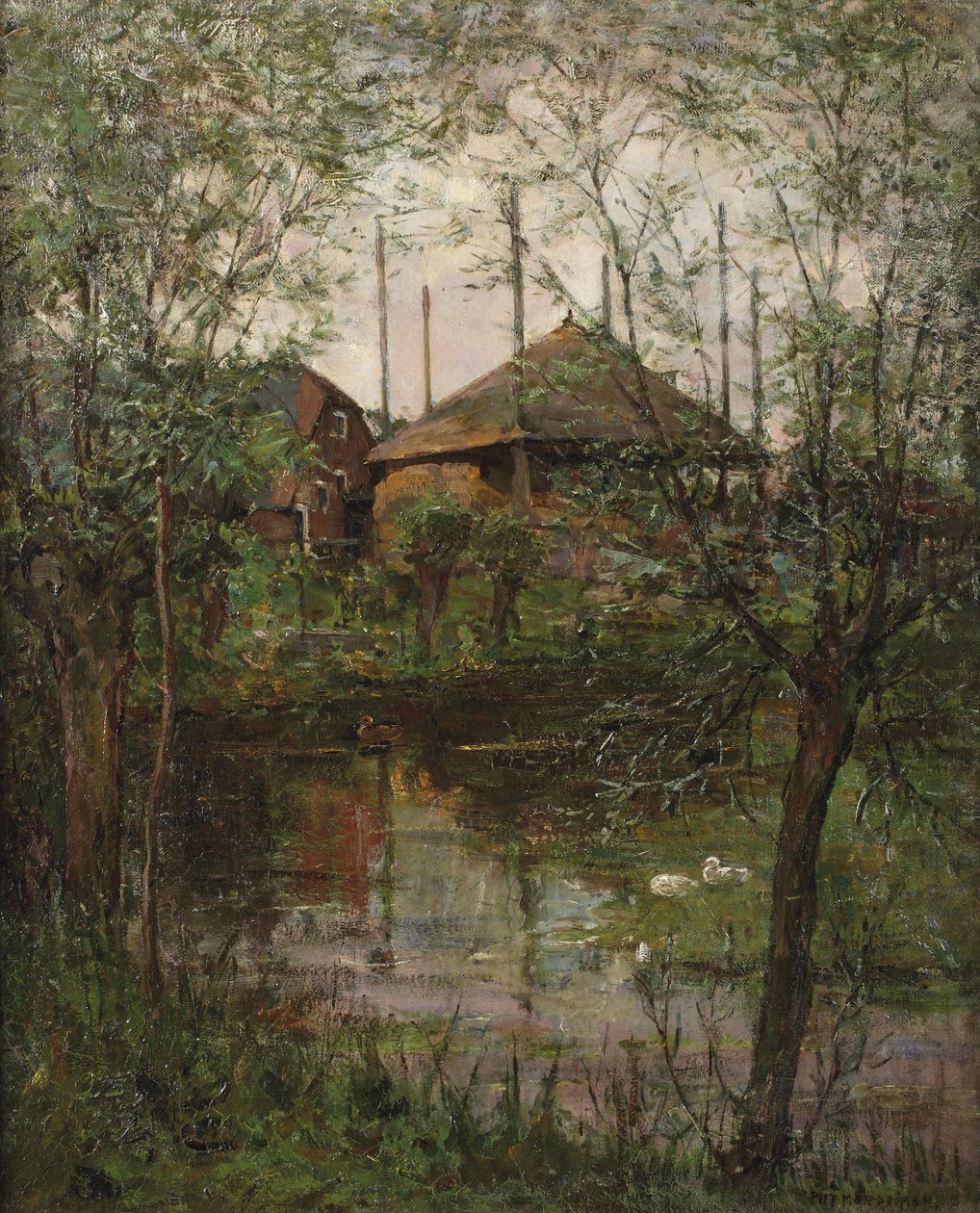 柳の木の干し草の山、c.1897-98（キャンバスに油彩） 作： ピエト・モンドリアン
