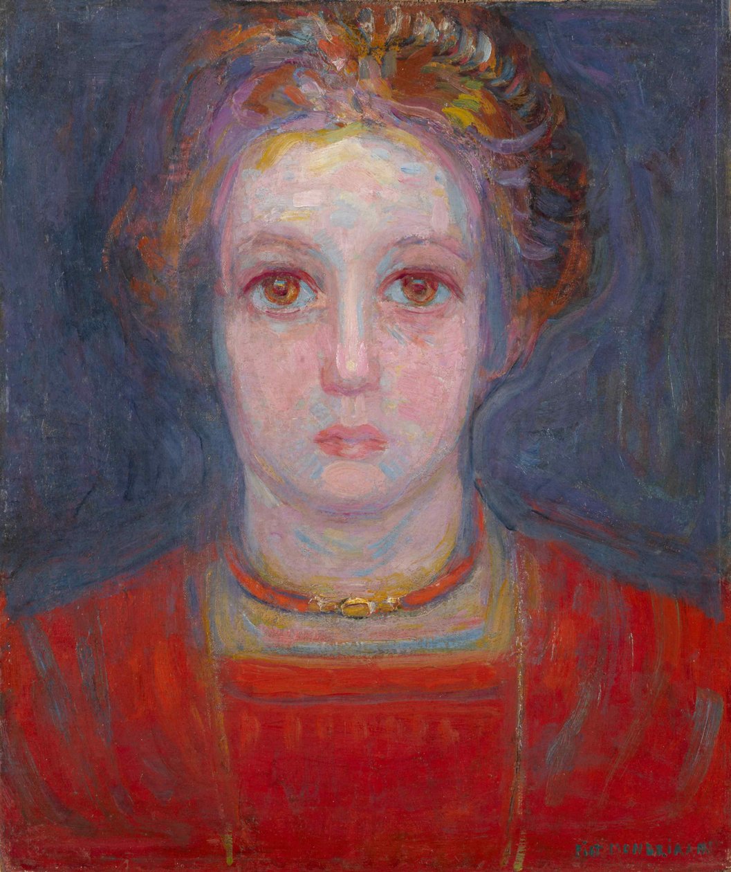 赤い服を着た少女の肖像、1908 年。 作： ピエト・モンドリアン