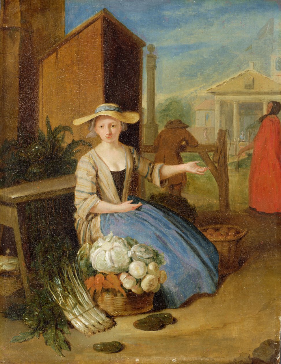 野菜の売り手、コヴェントガーデン、c.1726 作： ピーター・アンギリス