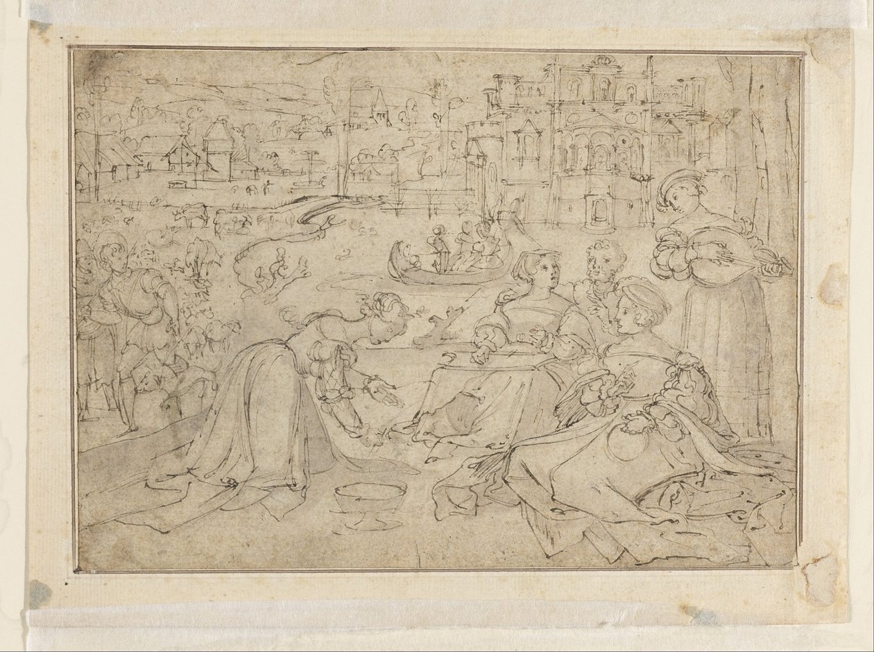 Recto：4月（城の近くの公園の図） 作： Pieter Coecke van Aelst
