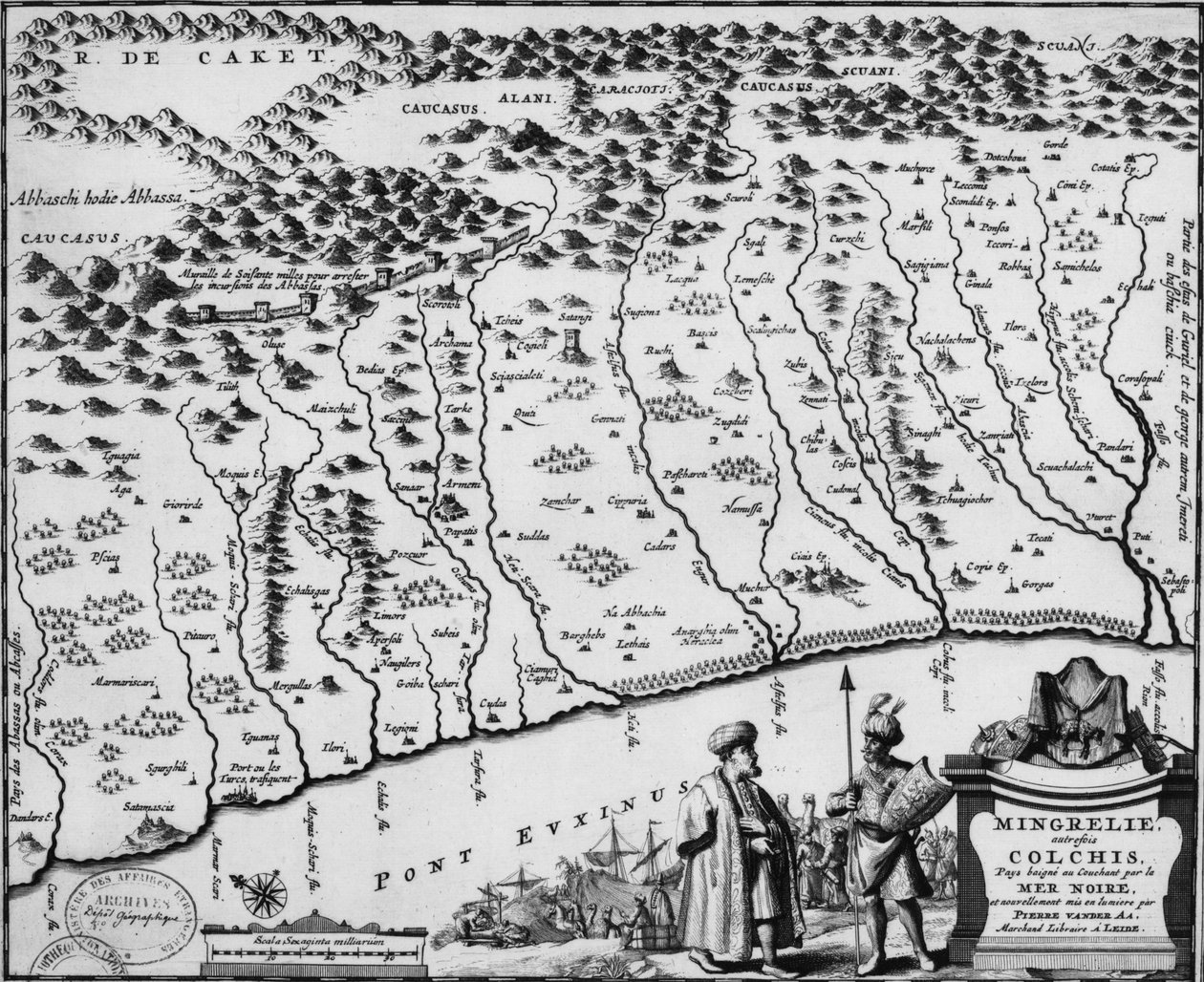 コルキスの地図（1714年）-壁の最も古い既知の表現を示しています 作： ピーター・ファン・デル・アー