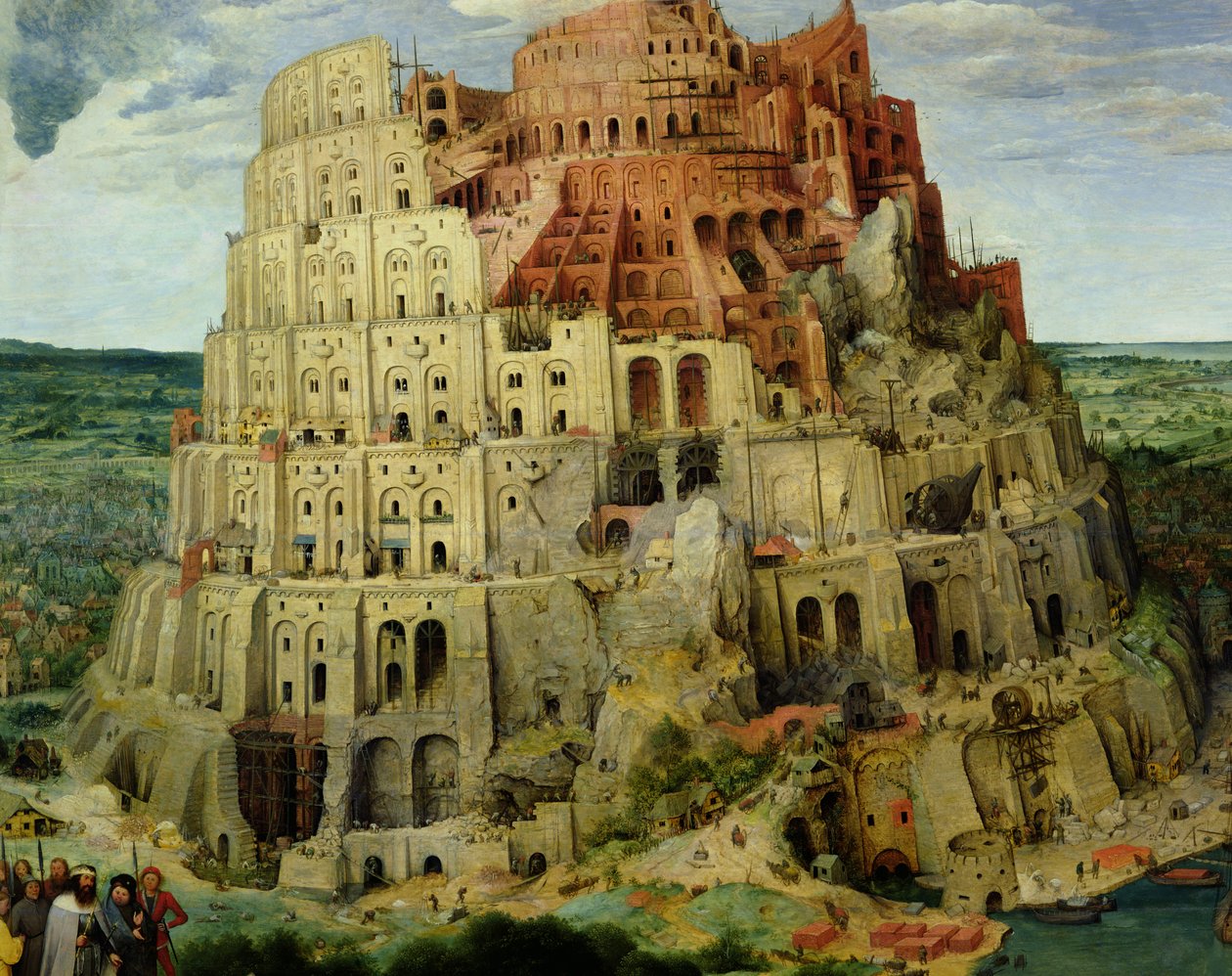 バベルの塔、345のパネル詳細に1563オイル 作： ピーター・ブリューゲル長老