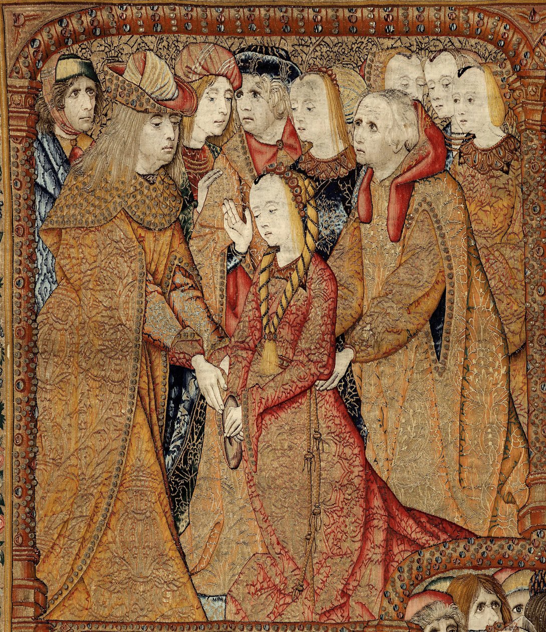 神の母または黄金の雀の勝利、c.1500-02（タペストリー） 作： ピーテル（attr。to）Coecke van Aelst