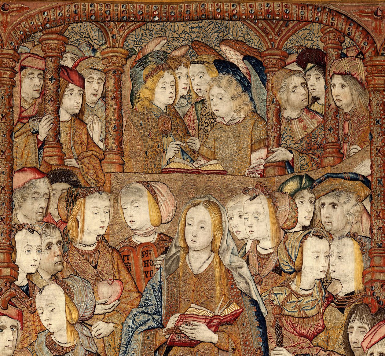 神の母または黄金の雀の勝利、c.1500-02（タペストリー） 作： ピーテル（attr。to）Coecke van Aelst