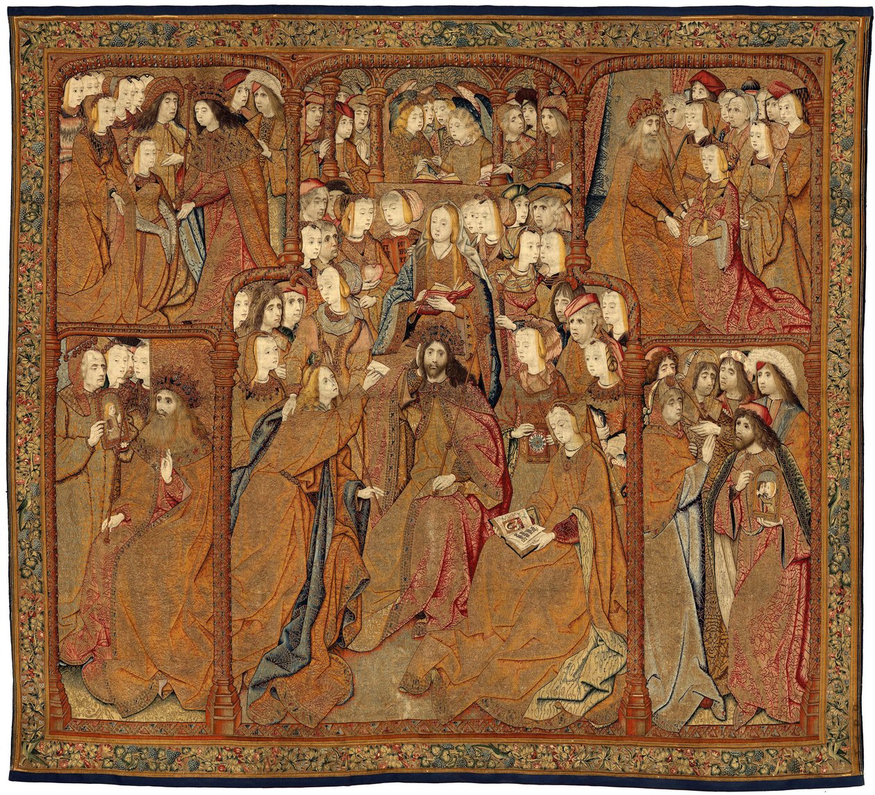 神の母または黄金の雀の勝利、c.1500-02（タペストリー） 作： ピーテル（attr。to）Coecke van Aelst