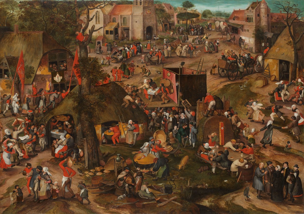 茶番劇「Een cluyte van Plaeyerwater」のパフォーマンスを備えたフランダースカーミス、c。 1570 作： ピーター・バルテン