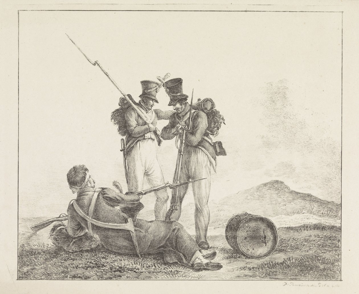 戦場の 3 人の兵士 作： Pieter Bartholomeusz床屋