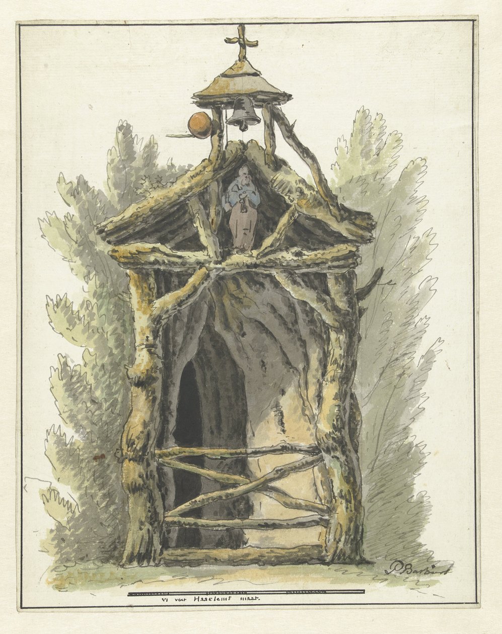 聖人の像のあるエルミタージュ 作： Pieter Bartholomeusz床屋