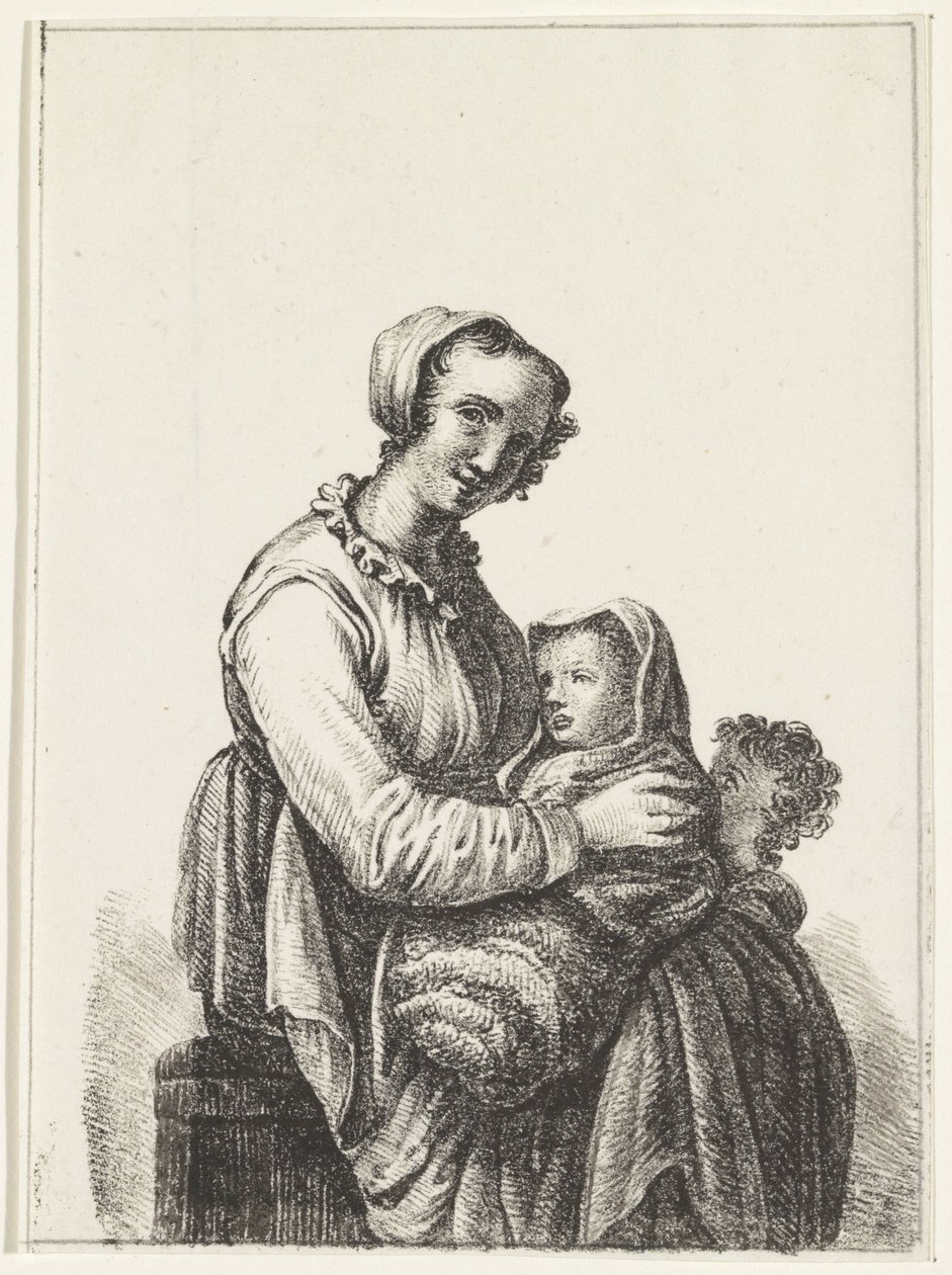 赤ちゃんと幼児を持つ母親 作： Pieter Bartholomeusz床屋