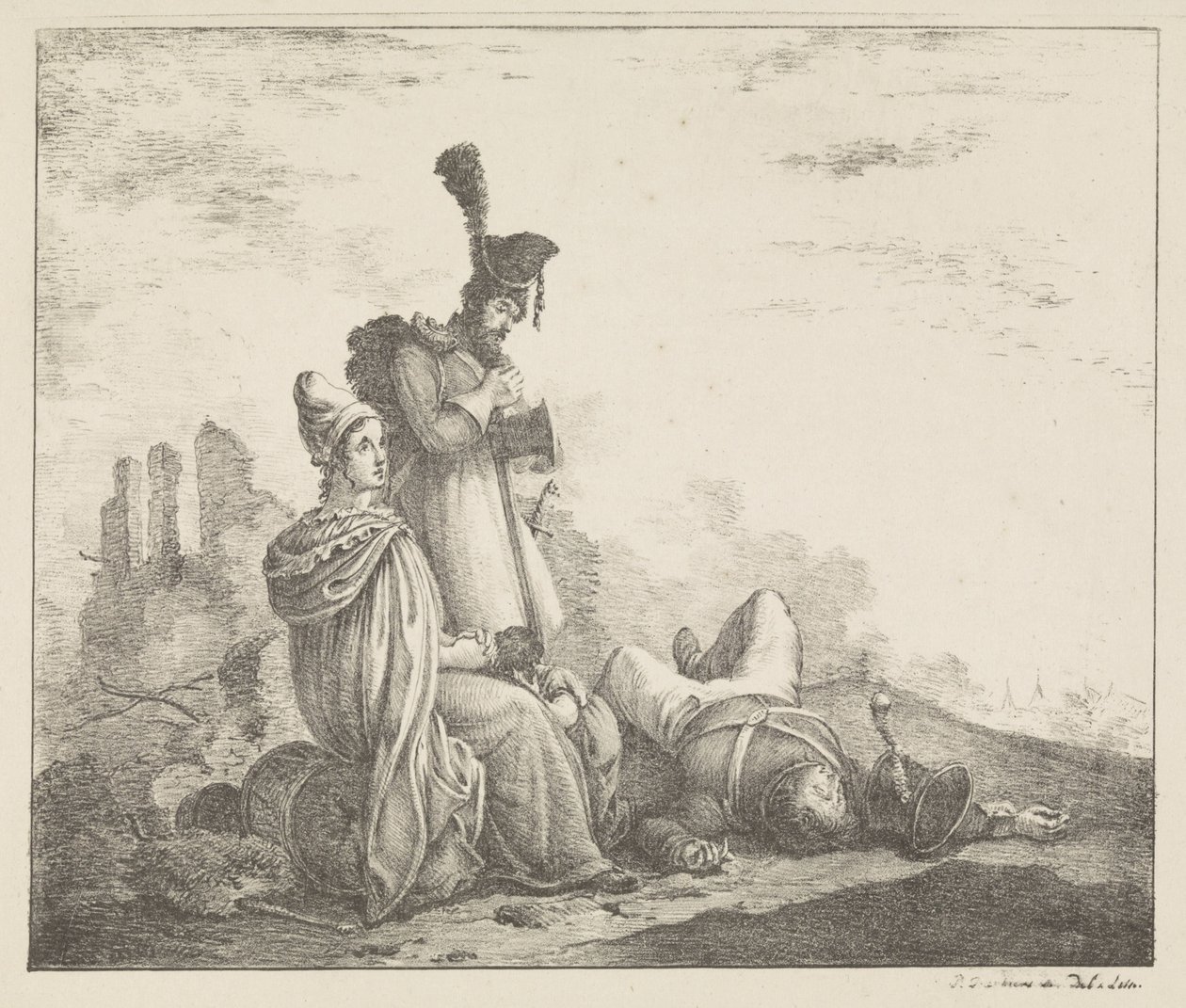 兵士の死を悼む中隊 作： Pieter Bartholomeusz床屋