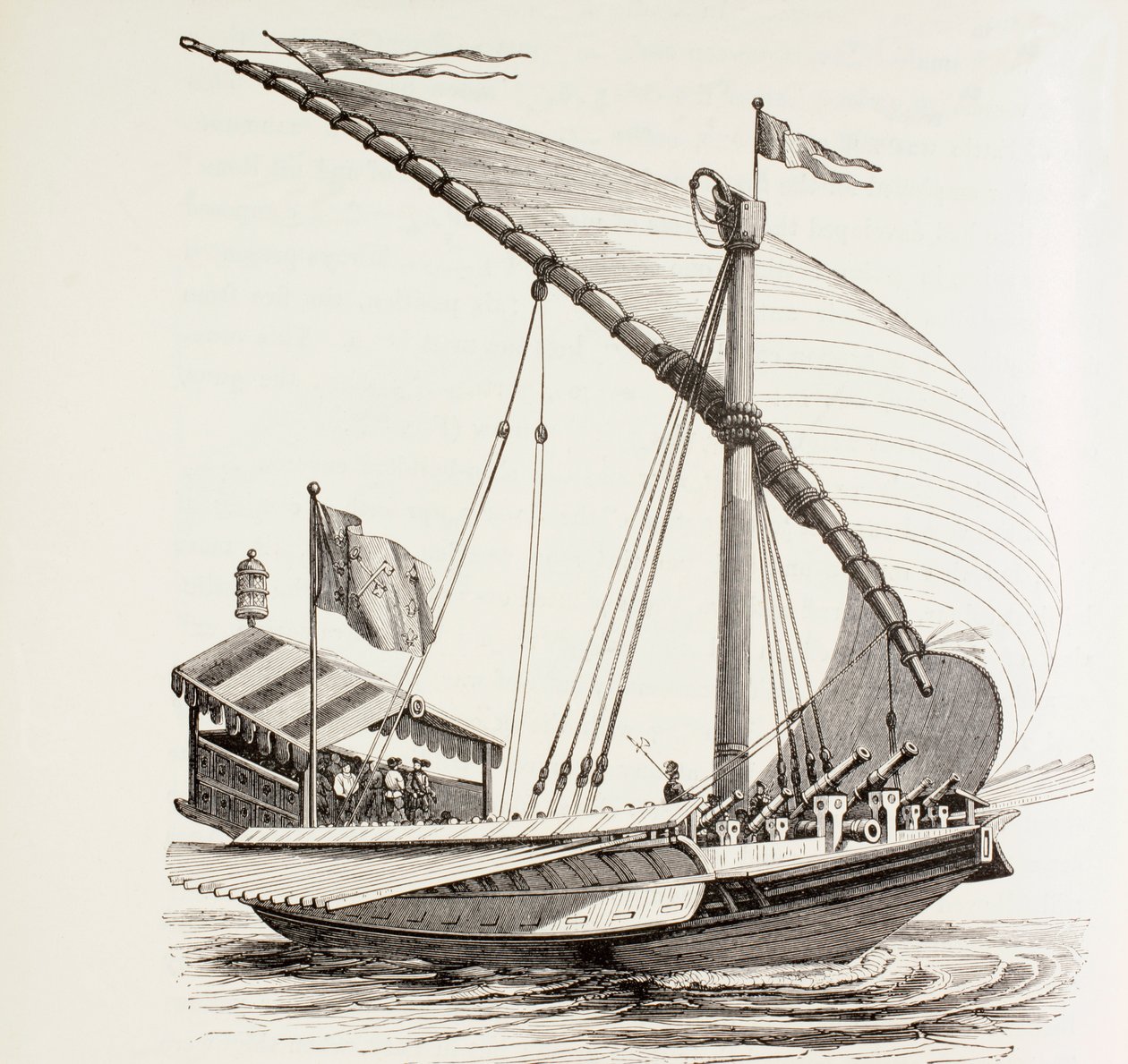 帆、オール、重砲を備えた大砲ゲレー、c.1808 作： ピーター・ブリューゲル長老