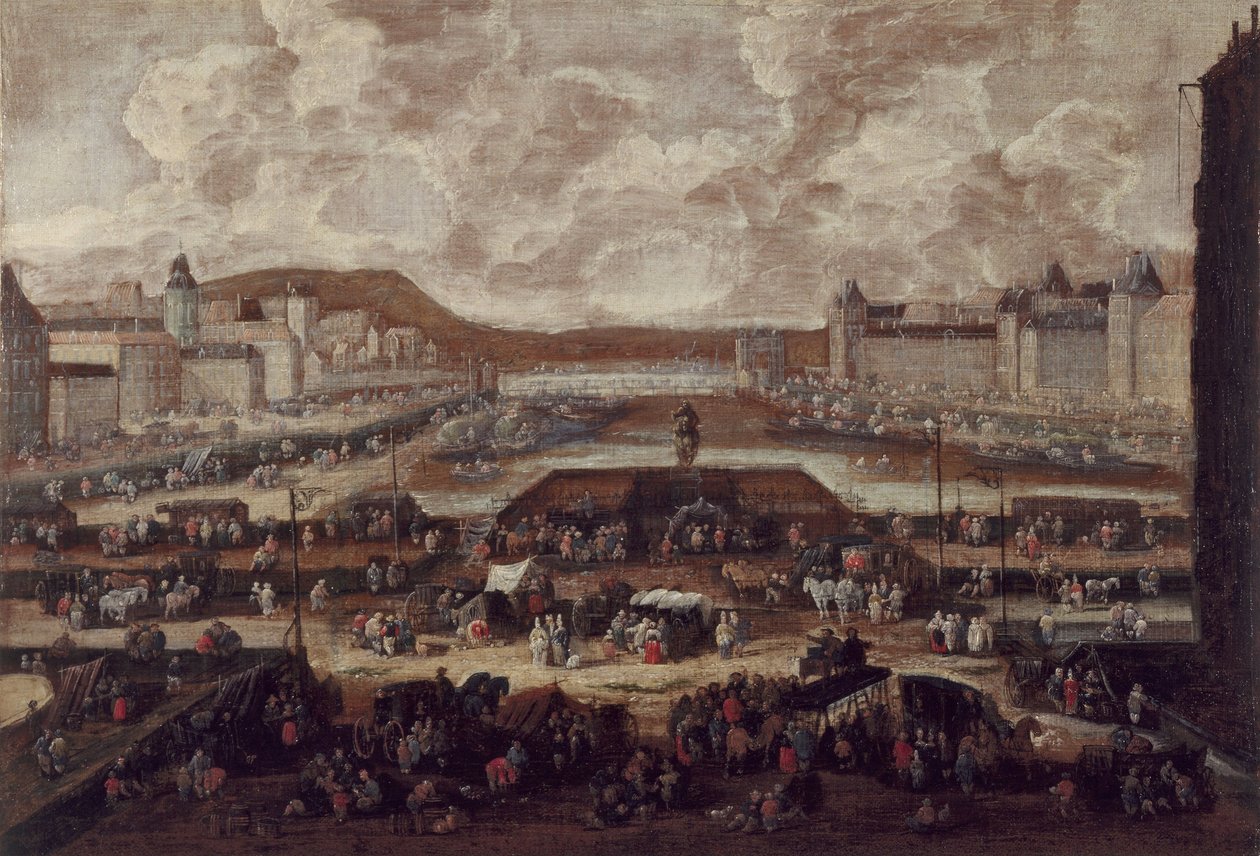 ポン＝ヌフ、セーヌ川とルーブル美術館、1670年頃、油彩・カンヴァス 作： ピーターカステル