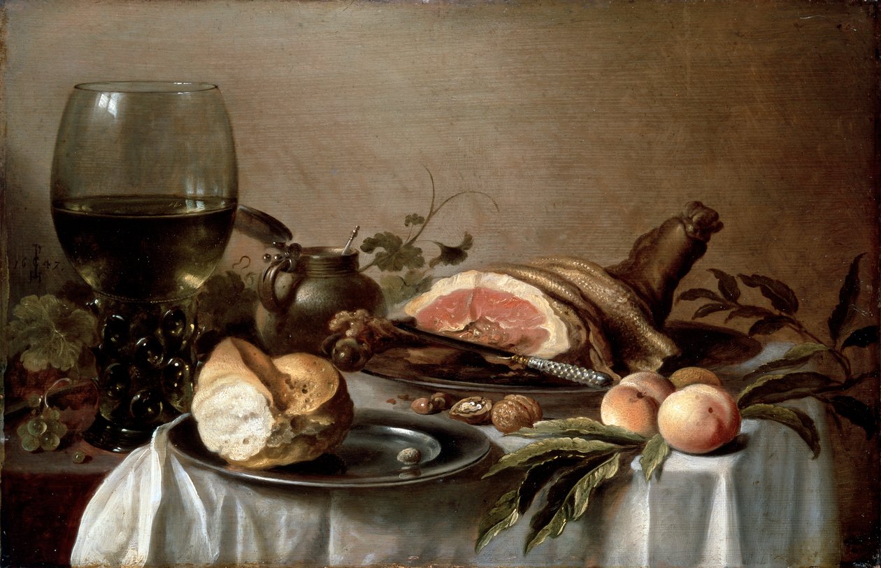 ハムと朝食、1647年。 作： ピーター・クレエス