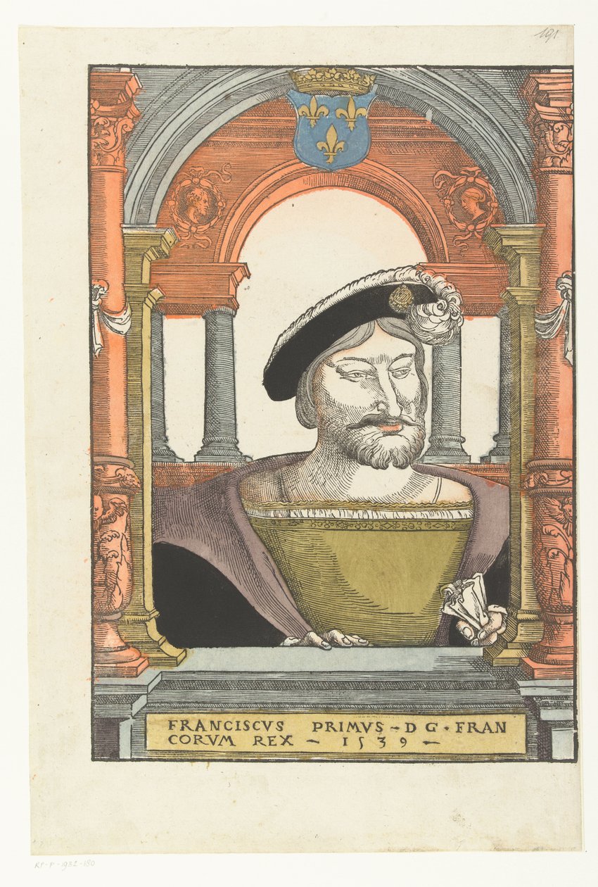 フランスのフランシス1世の肖像 フランシス・プリムス - d g. francorum rex (オブジェクトのタイトル) 作： Pieter Coecke van Aelst（I）（円）