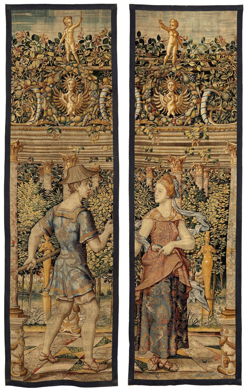 VertumnusとPomona：漁師に変身したVertumnus、1550年頃（金、羊毛、絹） 作： Pieter Coecke van Aelst