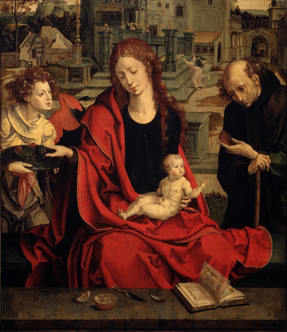 天使のいる聖家族 作： Pieter Coecke van Aelst