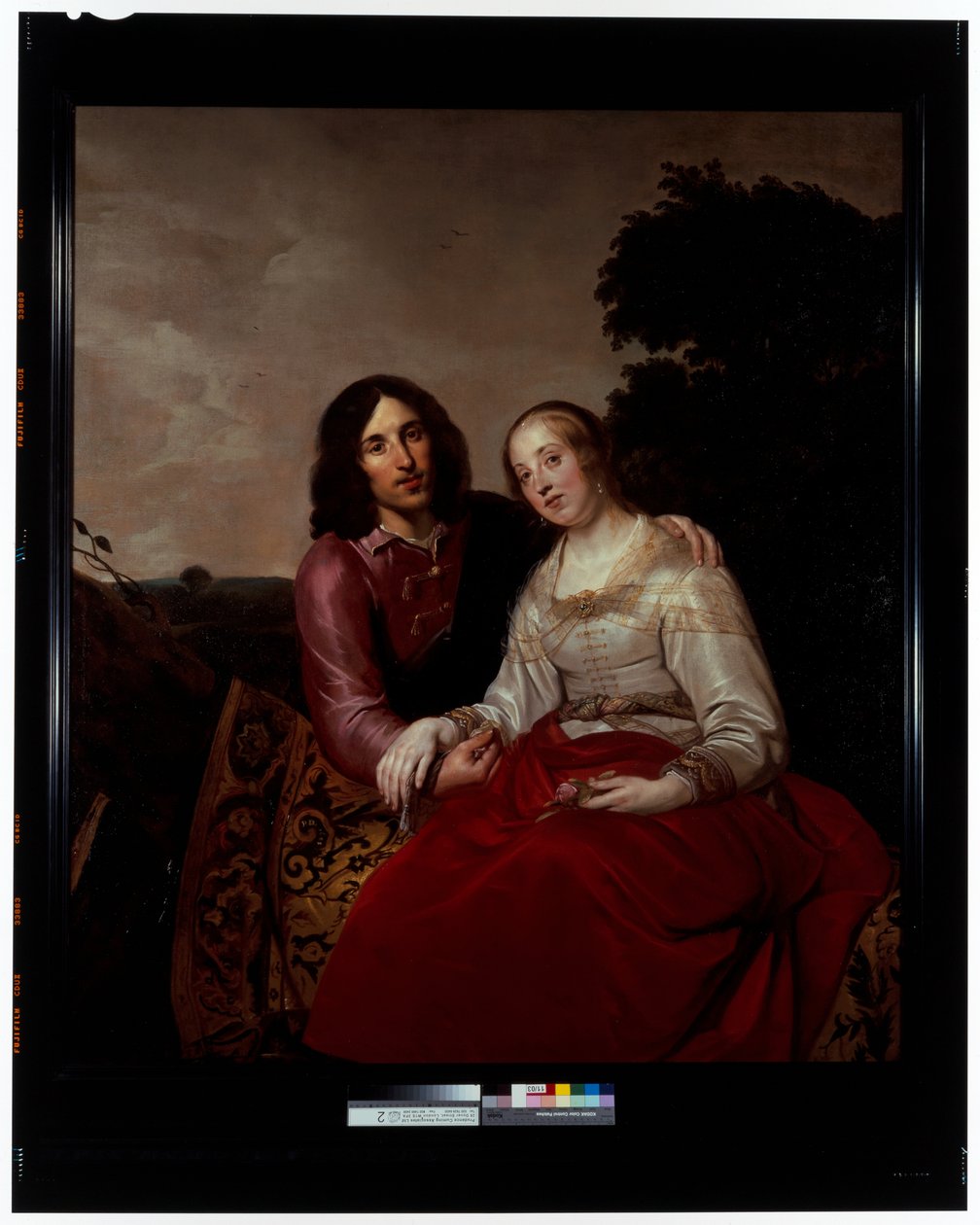 風景の中の若いカップルの結婚写真 作： Pieter Fransz de Grebber