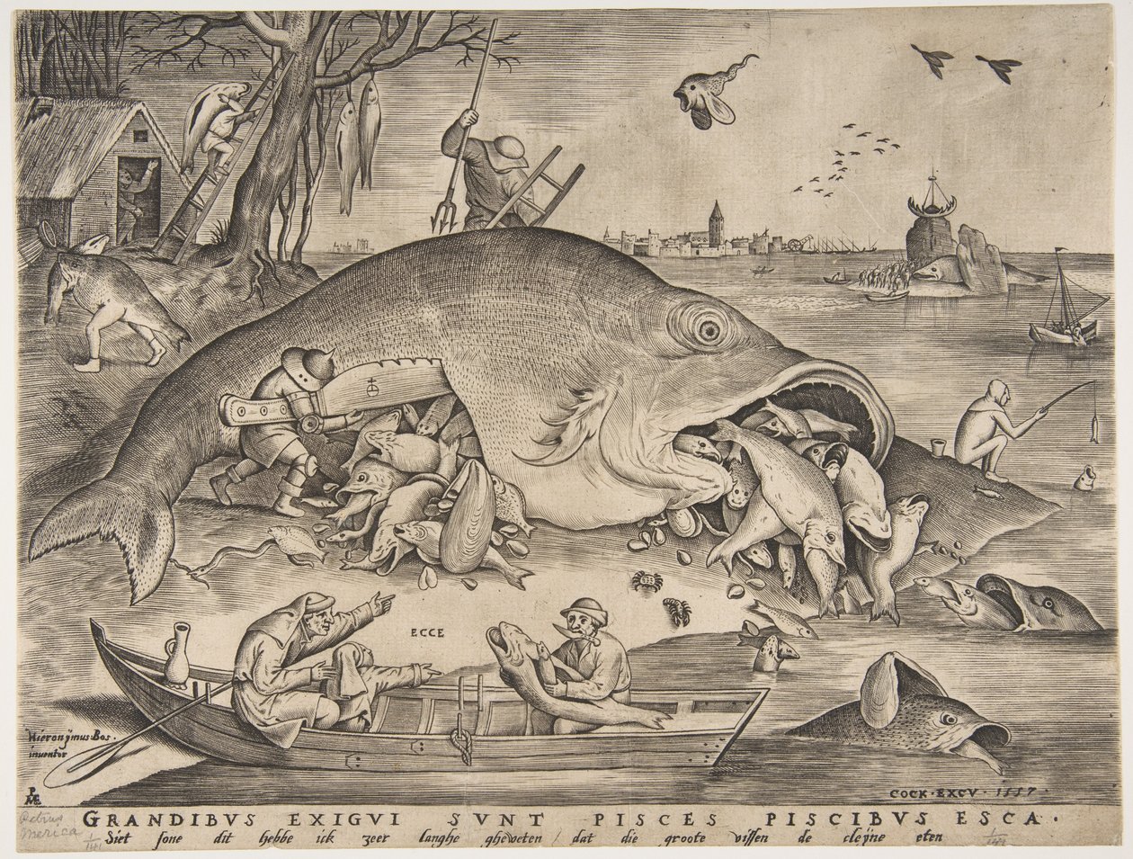 大きな魚が小さな魚を食べる、1557 作： Pieter Heyden van der