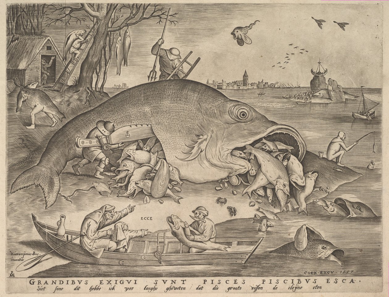大きな魚が小さな魚を食べる、1557 作： Pieter Heyden van der