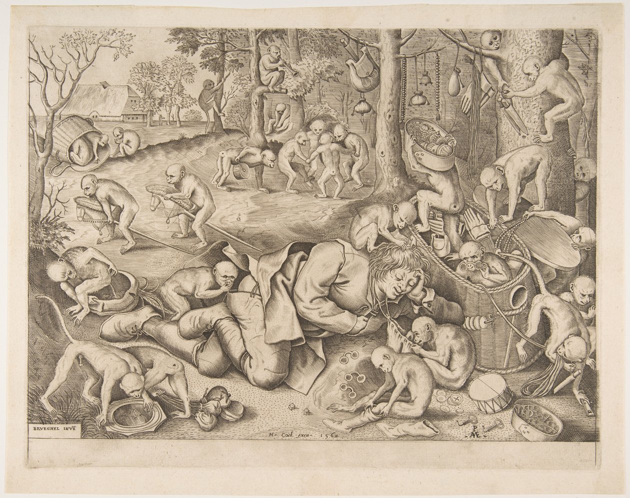 サルに奪われた商人、1562年 作： Pieter Heyden van der