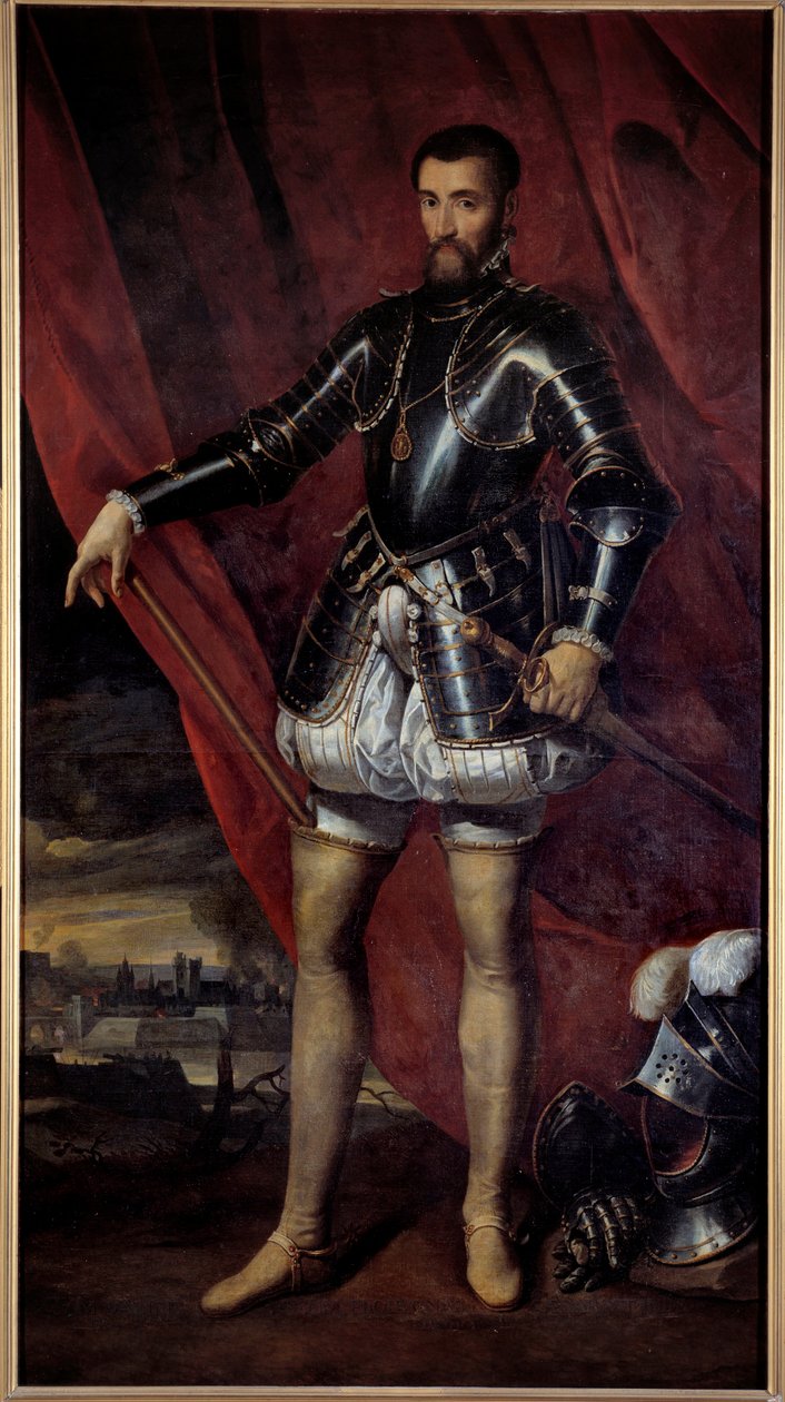ギーズ公フランソワ・ド・ロレーヌ（1519-1563）の頭上の肖像 ピーテル・プールブス（1523-1584）の絵画（ec.flam.） 17世紀 ナンシー、ボザール美術館蔵 作： ピーター・ヤンス。プールス