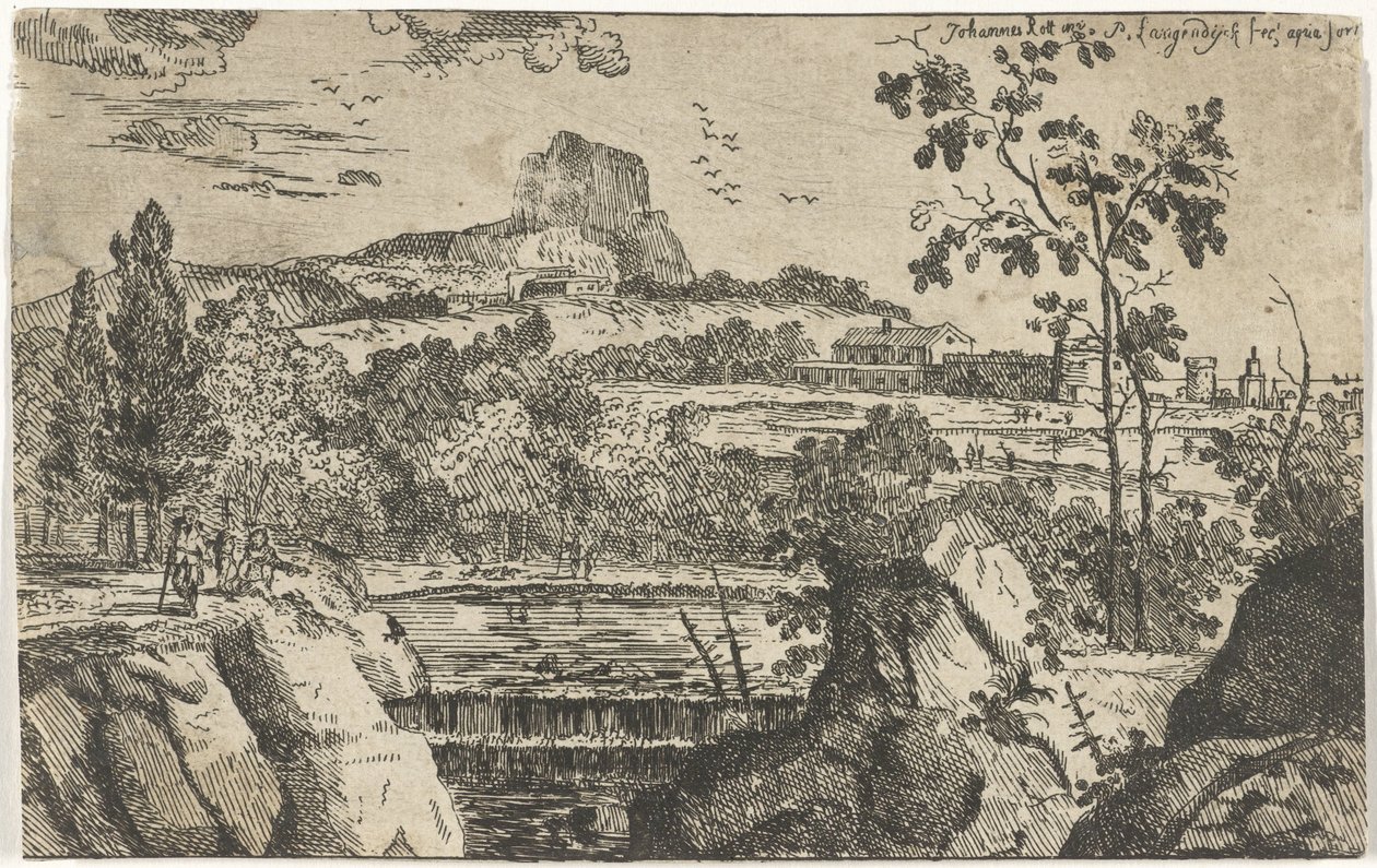 滝のある山岳風景 作： Pieter Langendijk（I）