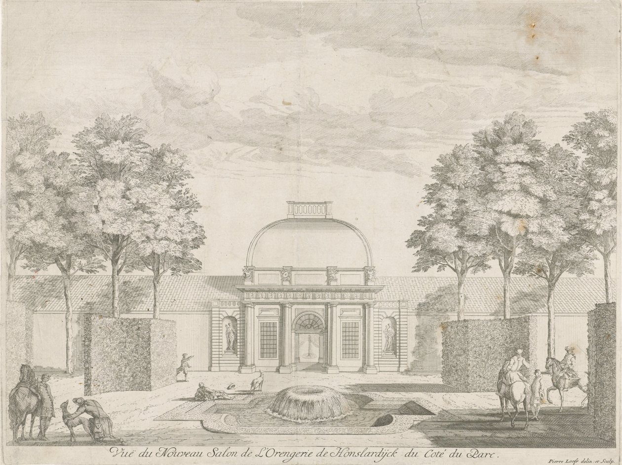 公園から見たHonselersdijkのオランジェリー Vue du Nouveau Salon de l